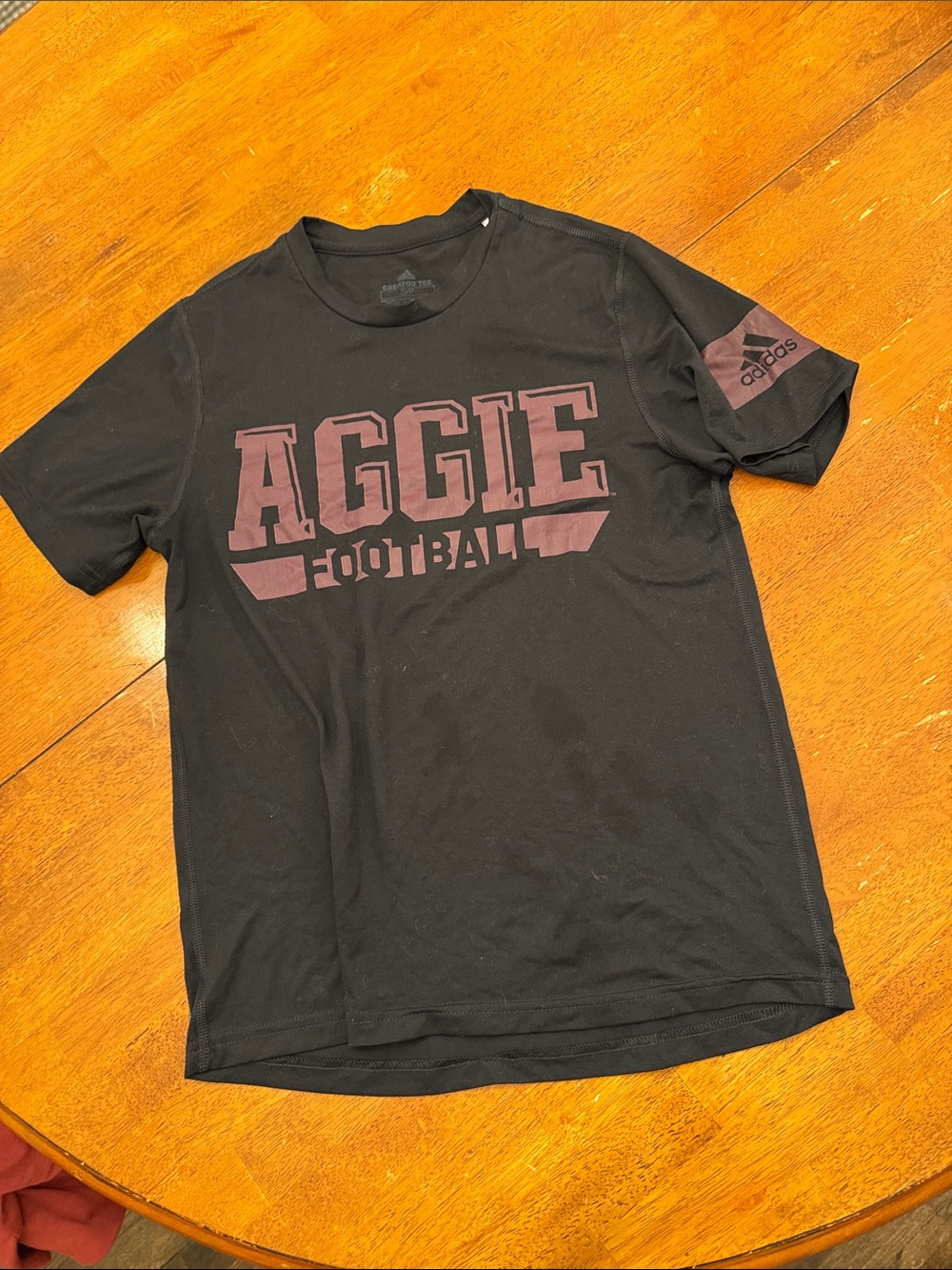 adidas Black Tee with Maroon Aggie Football Graphic small